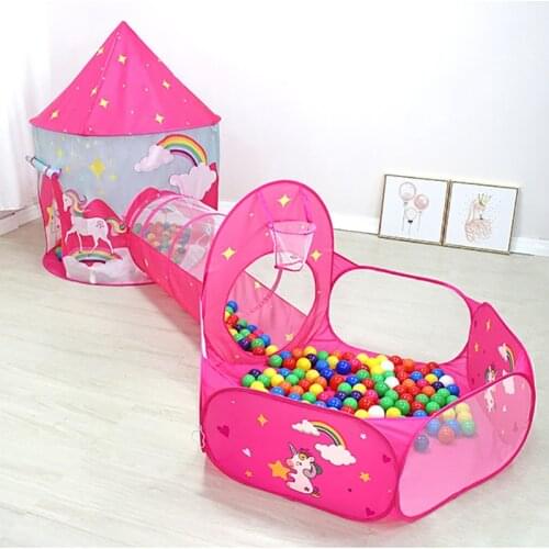 Childrens 3 In 1 Play Tent Unicorn Large Space kids Yurt Tent Game House Playpen Tent Ball Pool Toys For girl