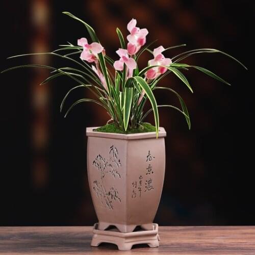 Yixing Zisha Orchid Special Pot Hexagonal Large Ceramic Home Balcony With Tray Bonsai Flower Pots