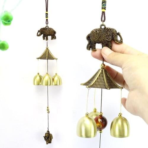 Ins Metallic Bronze Wind Chimes Feng Shui Bell Animal Pendant Wind Bell Creative Home Pendant Kids Room Decoration Dream Catcher