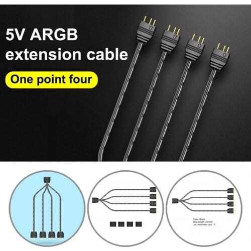 Lightweight COOLMOON Excellent 1 to 4 Mainboard ARGB Adapter Cable Universal ARGB Extension Cable Portable for Computer