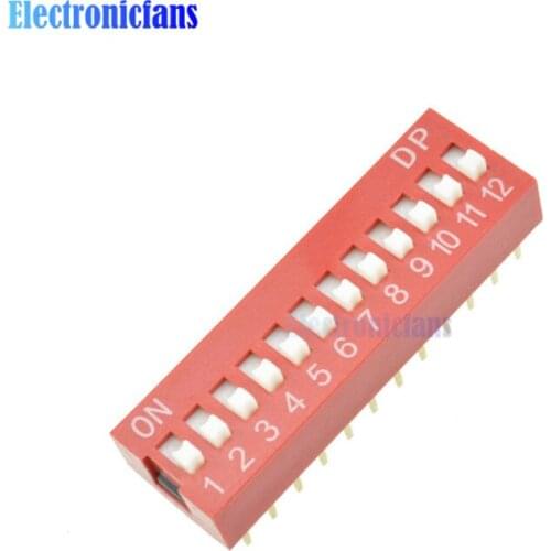 Slide Type Switch Module 2.54mm 12-Bit 12 Position Way DIP Red Pitch