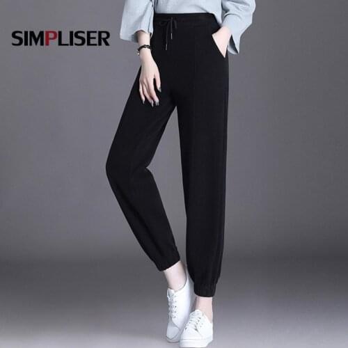 Soft Leisure Sweatpants For Women 2021 Autumn Elastic Waist Female Joggers Black Grey Sports Pants Large Size Ladies Trousers