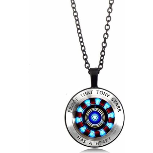 1pcs Iron Man Heart ARC-REACTOR Fashion Necklace Tony Stark Cosplay Props Metal Pendant for Men Women Accessories Jewelry Gifts