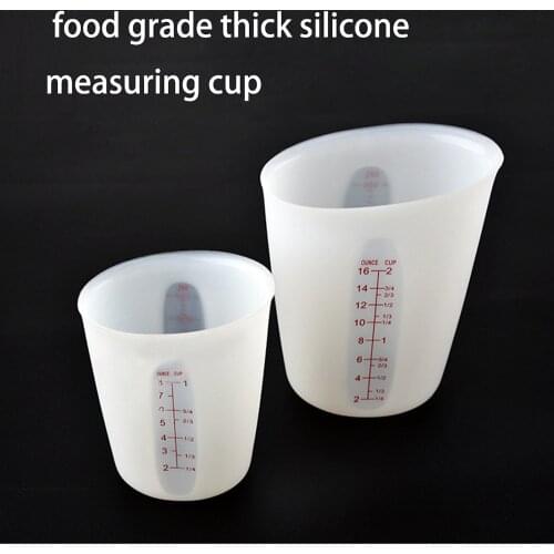 Food-grade silicone measuring tools visual semi-permeable double-scale cup macaron soft milk cup 250ml500ml cozinha