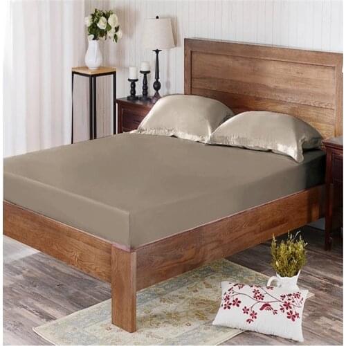 100% Mulberry Silk 25 mm Seamless White Beige Coffee Champagne Pink Colors King Queen Size Fitted Sheet 1 Piece Customize MS03