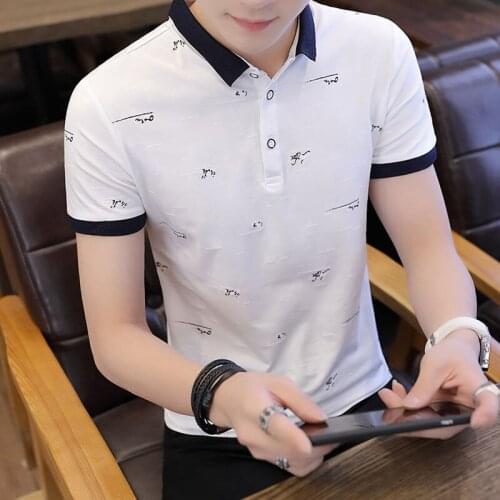 New Man Polo Shirt Mens Casual Deer Embroidery Cotton Polo shirt Men Short Sleeve High Quantity polo men
