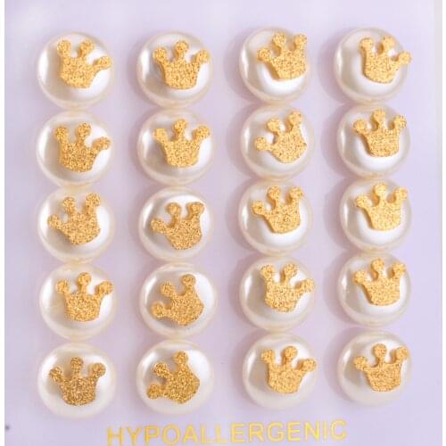 LUXUKISSKIDS 10 Pairs/CARD Fake Pearl Stud Earrings Piercing Gold Color Fashion Earrings For Women Bijoux Jewelry Brincos