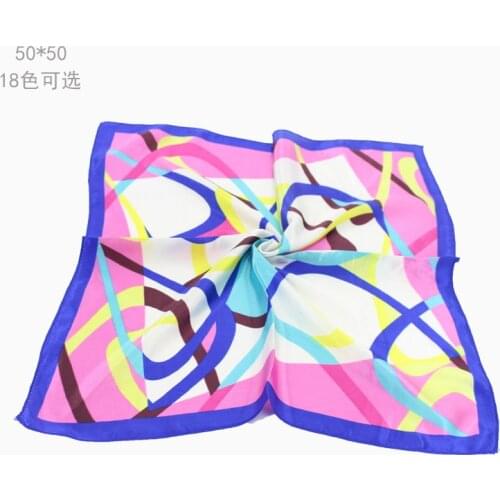 Small Square Hair Scarf Women Neck Hotel Waiter Flight Attendants Business Imitate Bandana Silk Bag Scarves 50*50CM
