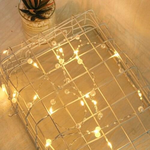LED Fairy Lights Wire String Pearl Lights Battery Copper Twinkle Wedding Home Party Christmas Garland Decorations Warm White