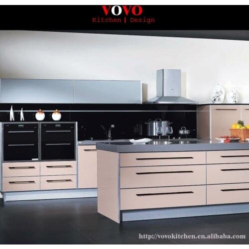 Free standing kitchen designs in black and beige color