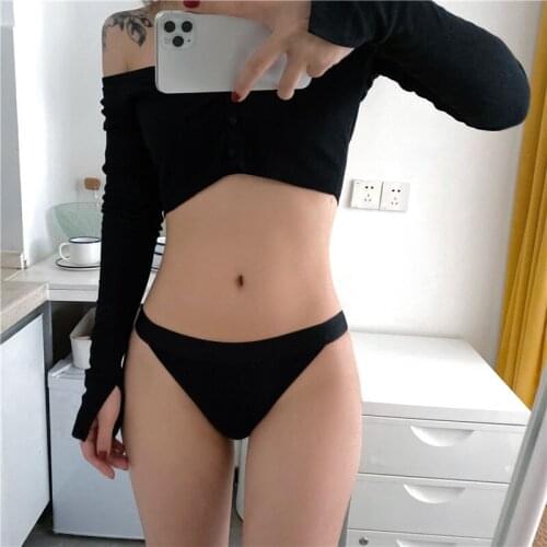 Tufaha 1PCS Cotton Underwear Women Sexy Female Buttock Thin Breathable Traceless Movement of Low Belt Buttock Briefs M~XL 5Color