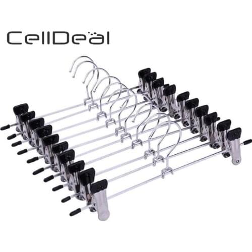 10pcs/multiple Hanger Clothes Stainless Steel Clip Stand Hanger Pants Skirt Kids Clothes Adjustable Pinch Grip Drying Rack
