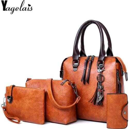 Women Composite Bag Luxury Leather Purse and Handbags Famous Brands Designer Sac Top-Handle Female Shoulder Bag 4pcs Ladies Set