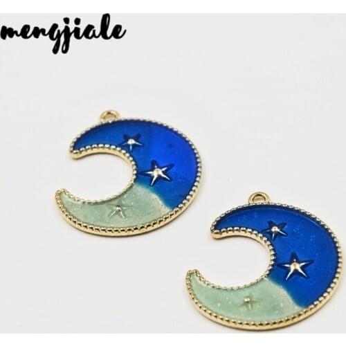 10pcs/lot Enamel Charms for Jewelry Making Zinc Alloy Star Moon Water Drop Metal Drop Oil Plated Multicolor Charms Pendants
