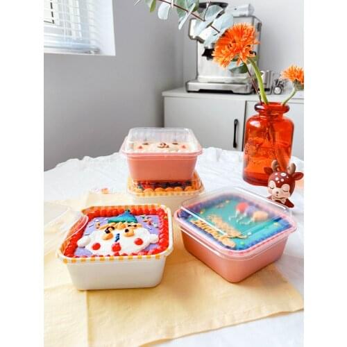 10pcs Net red cute retro cake box diy baking handmade mousse pastry packaging box small plastic pink white dessert cup with lid