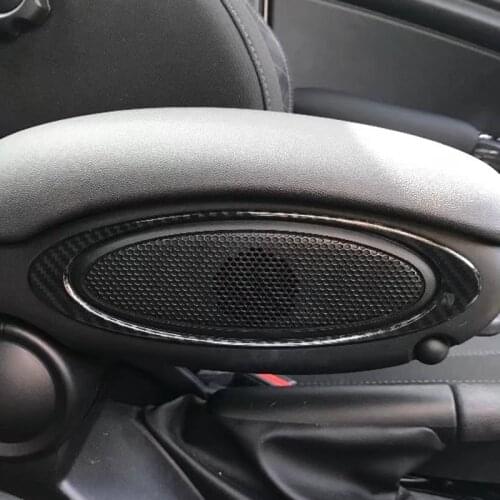 2PCS Carbon Fiber Armrest Box Strip Loudspeaker Decoration Cover for Mini Cooper F55 F56 F57 Hatchback Convertible Accessories