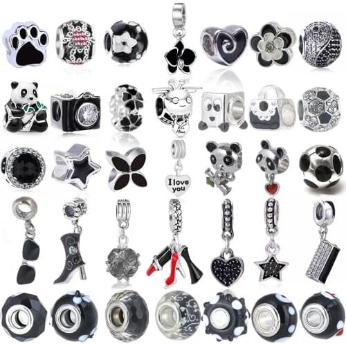 2Pcs/Lot Mysterious Black Charm Beaded Pendant, DIY Mens Womens Bracelet Jewelry Gifts,For Make Brand Jewelry Directly Shipped