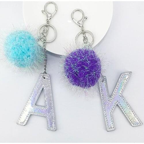 200pc/Lot Women Keychains Handbag Car Pendants English Letter Key Chain Fashion Bilingbiling Plush Ball Lady Handbag Accessories