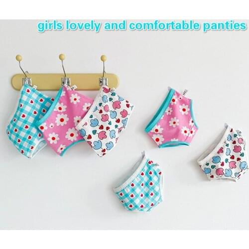 2021 Cotton Panties Girls Flowers Print Soft Underwear Panties Children Teenagers Briefs Boxer Sweet Comfortable Underpants 3pcs