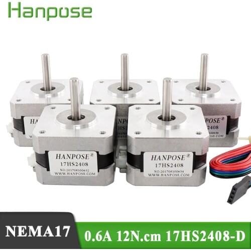 5pcs/lot 17HS2408 4-lead Nema17 Stepper Motor 42 motor 42BYGH 0.6A CE ROSH ISO CNC Laser and 3D printer