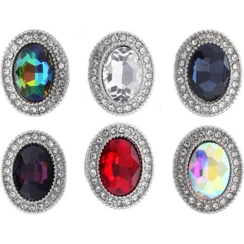 5pcs/lot New Snaps Jewelry Randomly Mixed Crystal Flower Metal 18mm Snap Buttons Women Charm Bracelet & Bangle Snap Button