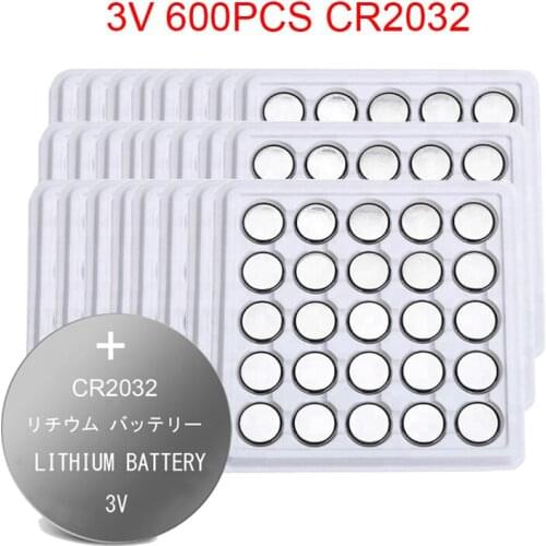 600PCS 2032 battery cr2032 cr 2032 5004LC KL2032 SB-T15 3v Button Cell Coin Lithium Batteries for Watch Computer Toys