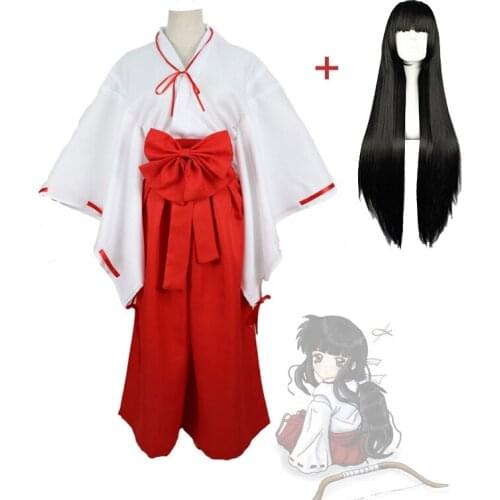 Anime Inuyasha Kikyo Cosplay Costumes Red Japanese Halloween Kimono Higurashi Kagome Sesshoumaru for Halloween Party