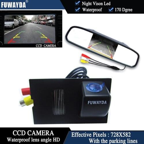 FUWAYDA CCD Car Rear View Camera for Land Rover Discovery 3 4 Range Rover Sport Freelander 2 + 4.3 Inch rearview Mirror Monitor