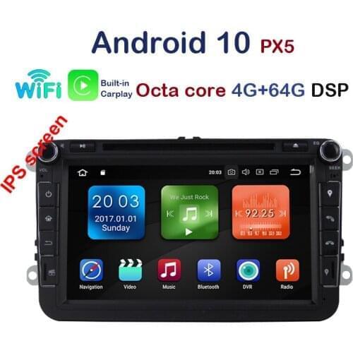 8'' 2 din Android 10.0 car dvd radio for VW Volkswagen Polo Jetta passat b6 b7 cc fabia skoda Touran golf 6 Tiguan GPS Navi