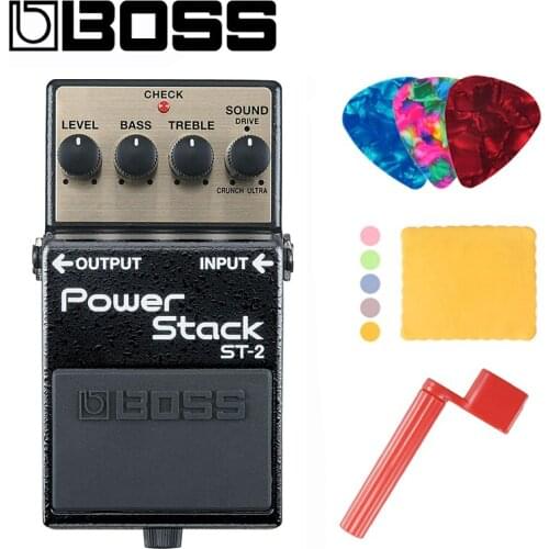 Boss ST-2 Power Stack Overdrive Bundle with Picks, Polishing Cloth and Strings Winder