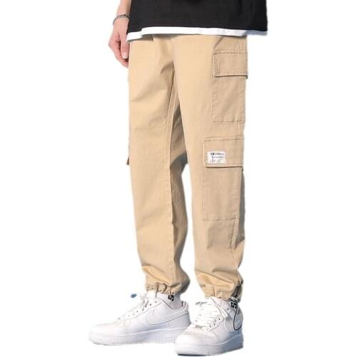 Cargo Pants Mens Spring Leisure Bunched Pants Korean Hong Kong Style Straight Leg Loose Nine Cent Pants Khaki