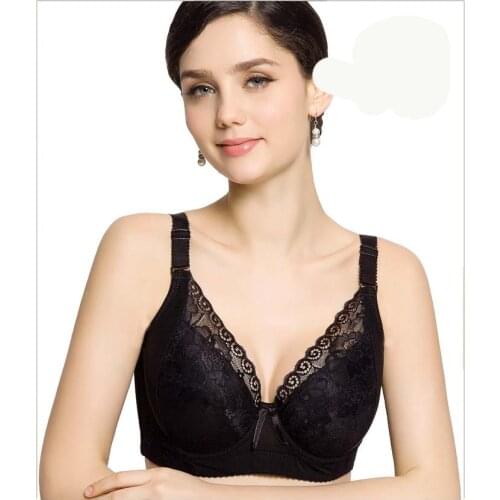 Big Size plus size bra push up sexy deep V-neck full sexy lace cup womens underwear large 34-44 C D DD E bra Lingerie vs C3370