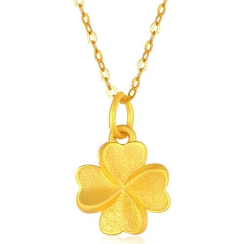 CHUHAN 2021 New Pure Gold 999 Four-leaf Clover Pendant 3D Made Fine Sand Surface Fashion OL Girl Gift Real Gold Pendant Jewelry