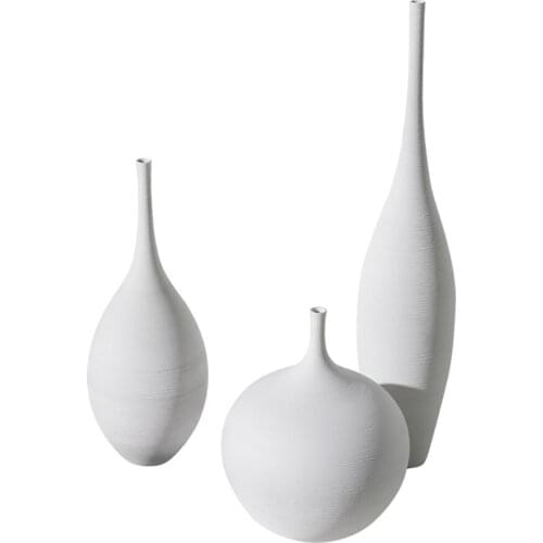 Jingdezhen Modern Handmade Art Zen Ceramic Vase White Ornaments Luxury Nordic Ceramic Flower Pot Living Room Home Decoration