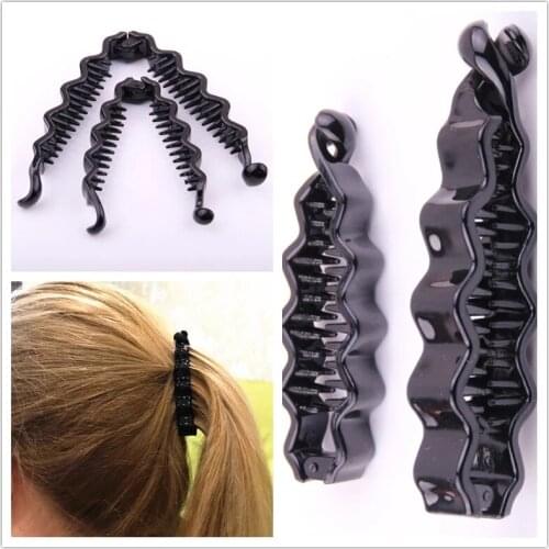 H:HYDE For Women Hair Accessories Back of Head Hairpin ABS Plastic Hair Clips Solid Black Wave Banana Vertical clip