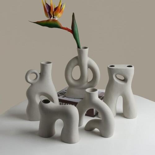 Irregular Ceramic Vase Art Vases Ornament Home Living Room Decoration Flower Arrangement TV Cabinet Bookcase Decor Furnishings