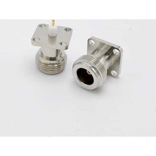 N-KFD-5 N Female Panel Mount RF Coaxial Connector with 4 hole Flange Solder copper Nickelplated 10pcs