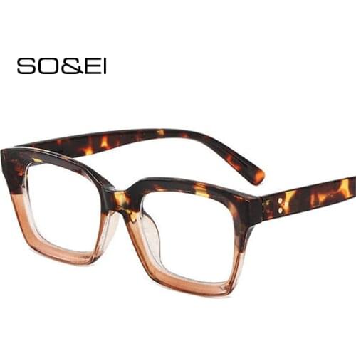 SO&EI Retro Square Women Glasses Frame Ins Popular Fashion Nail Eyewear Clear Lens Female Optical Eyeglasses Frame Men Glasses