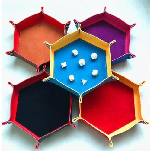 Dice Tray Set Foldable Dice Trays Hexagon Dice Rolling Tray PU Leather Dice Holder for Dice Games Other Table Games Au11 21