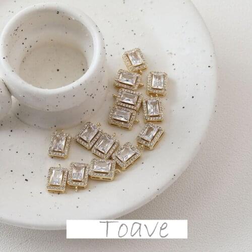 Color-preserving copper gilded rectangular retro inlaid zirconium retro pendant diy earrings necklace pendant accessories