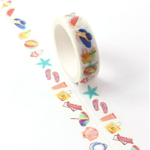 Starfish Shell Sunshine Beach Washi Tape Planner Scrapbooking Cute Cinta Adhesiva Decorativa Masking Tape Japanese Stationery