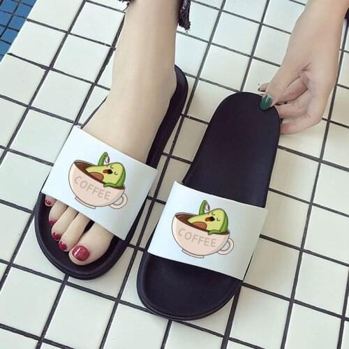 Shoes For Women Kawaii Avocado Pattern Indoor Slipper Comfort Home sandals Beach Flip Flops Female Slides Women Shoes Plus Size