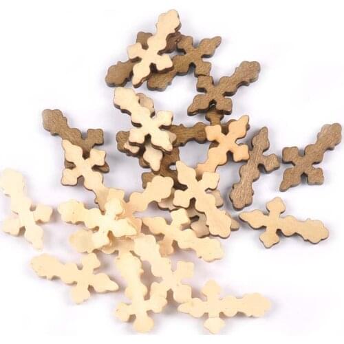 20pcs Natural Wooden Cross Hanging Pendants Handmade Jewelry Home Decoration Ornaments Wood DIY Crafts Scrapbook Kids Gift M2593