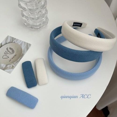 Blue headband super fairy sponge enhance temperament retro headband ins hair accessories high skull headband go out all-match