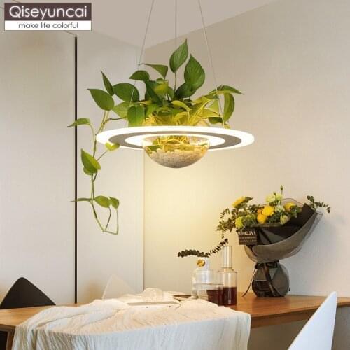 Qiseyuncai Nordic restaurant potted led chandelier fashion modern minimalist personality creative home glass lighting