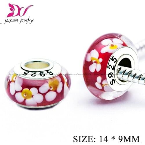 925 Sterling Silver Purple Faceted Murano Glass Beads Fit European Brand Charm Bracelets & necklaces Murano Charm Beads