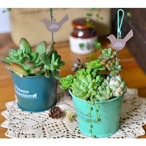 Creative handwork flower pots planters tabletop vintage finish pillar baskets metal pots desktop organizer home decoration