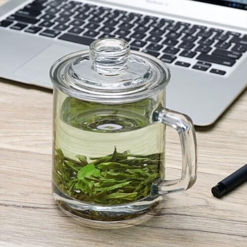 Thickened Heat-resistant Tea Drinking Glass Cup Transparent Tea Glass Cup With Lid High Borosilicate Water Cup Milk Tea Mugs