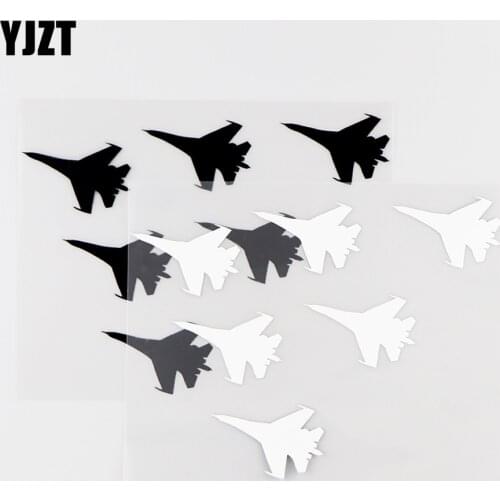 YJZT 16.5X12.5CM Airplane Fighter Vinyl Decals Car Art Decor Personality Car Stickers Black / Silver 10A-0034