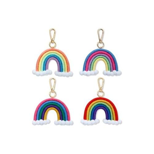 Rainbow Pendant Ethnic Weaving Car Wind Keychain Female Cloud Creative Bag Ornament Keychain J0442